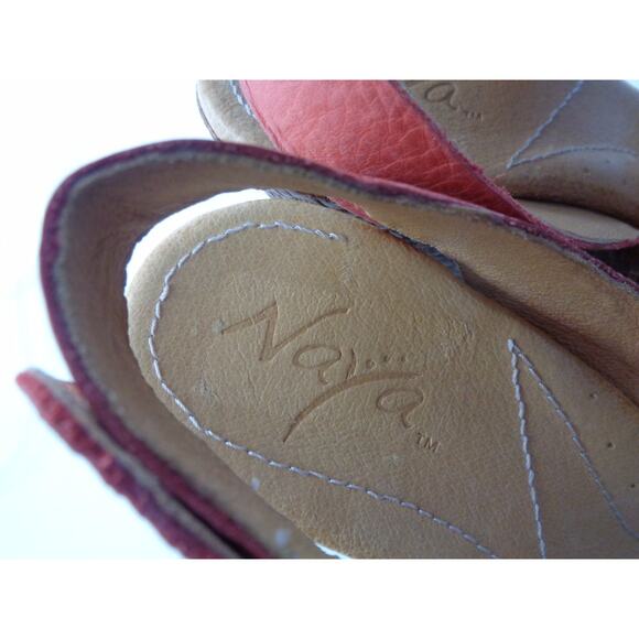NAYA Estra US 9M EUR 41 Coral Leather Platform Wedge Sandal Shoe - Picture 5 of 9
